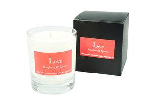 Love Scented Glass Votive Candle 30Cl (Boxed)  Raspberry & Quince Scent.Love Scented Glass Votive Candle 30Cl (Boxed)  Raspberry & Quince Scent.