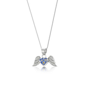 Forget Me Not Angel Wings Pendant & Adjustustable 18" Ster.  Silver Chain (Fpaw)Forget Me Not Angel Wings Pendant & Adjustustable 18" Ster.  Silver Chain (Fpaw)