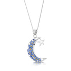 Forget Me Not Moon & Star Pendant & Adjustustable 18