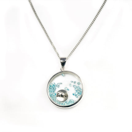 Sterling Silver Believe Charm Pendant Necklace,With 41Cm Sterling Silver ChainSterling Silver Believe Charm Pendant Necklace,With 41Cm Sterling Silver Chain