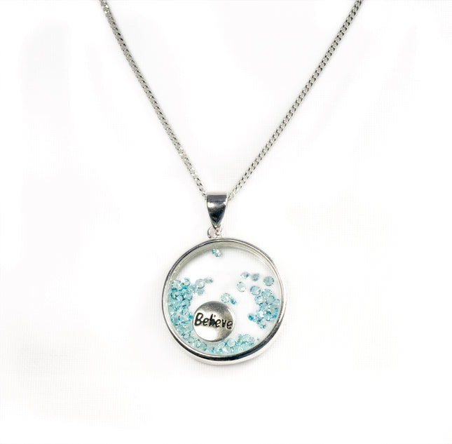 Sterling Silver Believe Charm Pendant Necklace,With 41Cm Sterling Silver ChainSterling Silver Believe Charm Pendant Necklace,With 41Cm Sterling Silver Chain