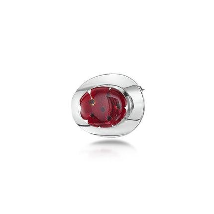 Sterling Silver Poppy Brooch  (Lge Oval)  **Pb02**Sterling Silver Poppy Brooch  (Lge Oval)  **Pb02**