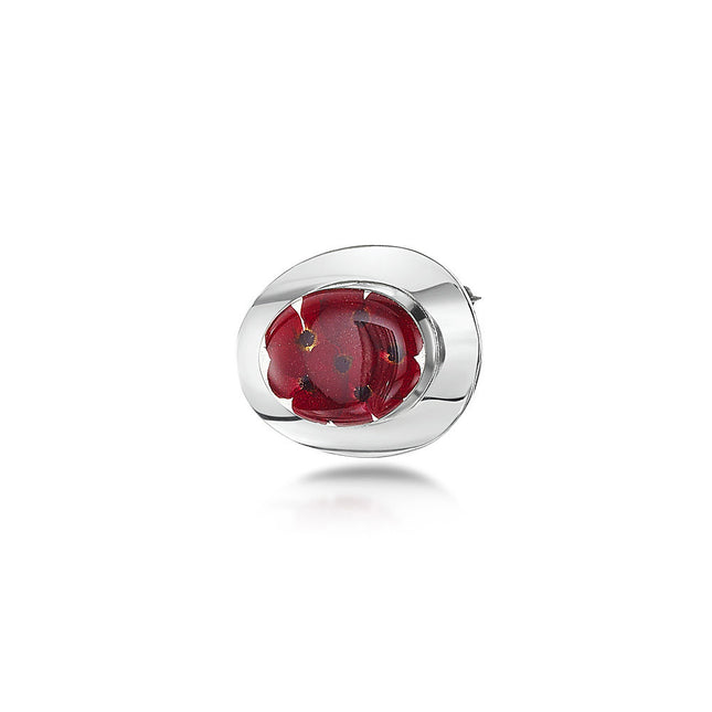 Sterling Silver Poppy Brooch  (Lge Oval)  **Pb02**Sterling Silver Poppy Brooch  (Lge Oval)  **Pb02**