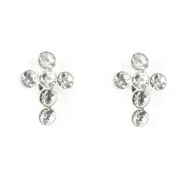 Sterling Silver White Crystal Cross Stud Earrings (R9245/W)Sterling Silver White Crystal Cross Stud Earrings (R9245/W)