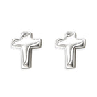 Sterling Silver Puff Cross Stud Earrings (H1097)Sterling Silver Puff Cross Stud Earrings (H1097)
