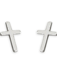 Sterling Silver Small Plain Cross Stud Earrings H1213)Sterling Silver Small Plain Cross Stud Earrings H1213)