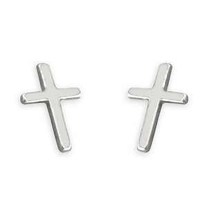 Sterling Silver Small Plain Cross Stud Earrings H1213)Sterling Silver Small Plain Cross Stud Earrings H1213)