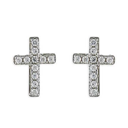 Sterling Silver Cubic Zirconia Cross Stud Earrings (H1564/C)Sterling Silver Cubic Zirconia Cross Stud Earrings (H1564/C)