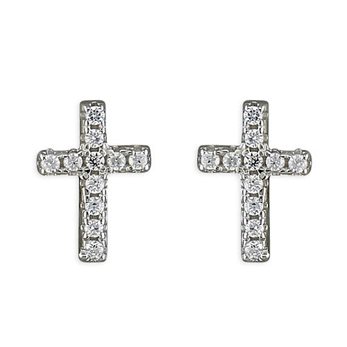 Sterling Silver Cubic Zirconia Cross Stud Earrings (H1564/C)Sterling Silver Cubic Zirconia Cross Stud Earrings (H1564/C)