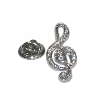Crystal Encrusted Treble Clef Lapel Pin Badge         (X2Ajtp151)Crystal Encrusted Treble Clef Lapel Pin Badge         (X2Ajtp151)