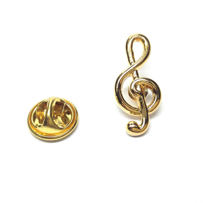 Gold Plated Treble Clef Lapel Pin Badge         (X2Ajtp133)Gold Plated Treble Clef Lapel Pin Badge         (X2Ajtp133)