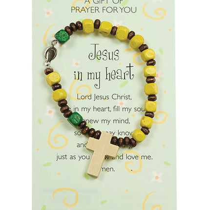Wooden Hand Painted Rosary Wristband - Yellow (Ref: 1001)Wooden Hand Painted Rosary Wristband - Yellow (Ref: 1001)