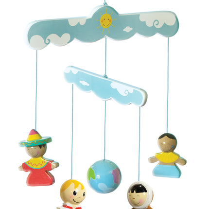 Hand-Painted 3D Wooden Mobile: Children Of The World (Blue) (Ref: 195)Hand-Painted 3D Wooden Mobile: Children Of The World (Blue) (Ref: 195)
