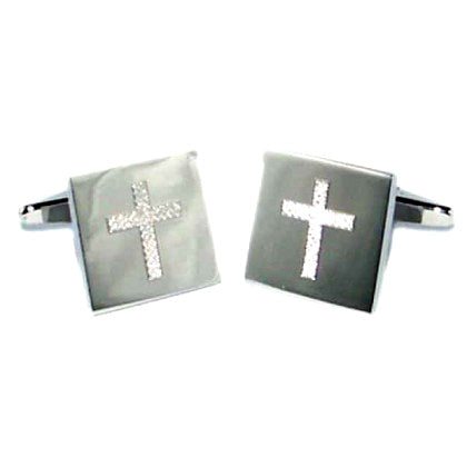 Engraved Cross Cufflinks In Box 26 x 16mm (X2BOE009)