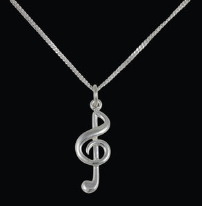 Silver Treble Clef  With 16" ChainSilver Treble Clef  With 16" Chain