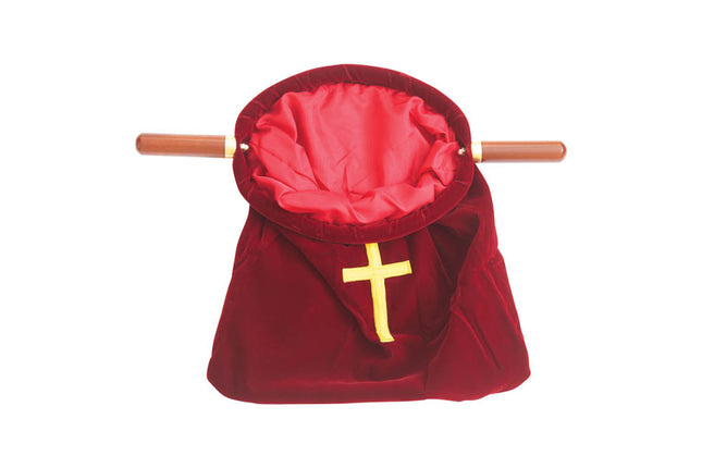 Large Collection/Offering Bag With Embroidered Cross 15in DepthLarge Collection/Offering Bag With Embroidered Cross 15in Depth