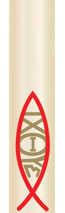 Candle Sticker -Red And Gold Ichthus  (Without Year)Candle Sticker -Red And Gold Ichthus  (Without Year)