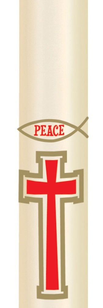 Candle Sticker - Red Cross & Peace Ichthus  (Without Year)Candle Sticker - Red Cross & Peace Ichthus  (Without Year)