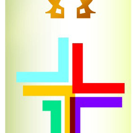 Small Candle Sticker - Colour Line Abstract Cross (Without Year)Small Candle Sticker - Colour Line Abstract Cross (Without Year)