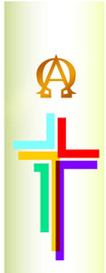 Small Candle Sticker - Colour Line Abstract Cross (Without Year)Small Candle Sticker - Colour Line Abstract Cross (Without Year)