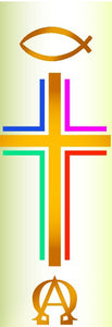 Candle Sticker -Multi-Coloured Cross(Without Year)Candle Sticker -Multi-Coloured Cross(Without Year)