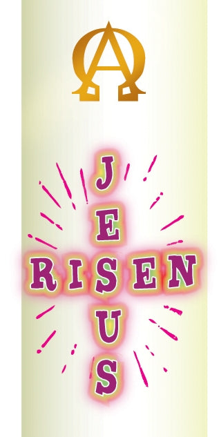 Candle Sticker - Word Cross Jesus Is Risen (Without Year)Candle Sticker - Word Cross Jesus Is Risen (Without Year)