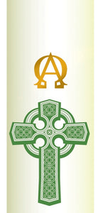 Candle Sticker - Celtic Green Cross  (Without Year)Candle Sticker - Celtic Green Cross  (Without Year)