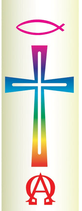 Small Candle Transfer -  Rainbow Coloured CrossSmall Candle Transfer -  Rainbow Coloured Cross