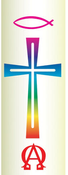 Small Candle Transfer -  Rainbow Coloured CrossSmall Candle Transfer -  Rainbow Coloured Cross