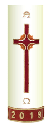 Red, Orange And Gold Cross  Wax ReliefRed, Orange And Gold Cross  Wax Relief