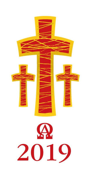 Candle Transfer -  Three Red And Gold Crosses 2019Candle Transfer -  Three Red And Gold Crosses 2019