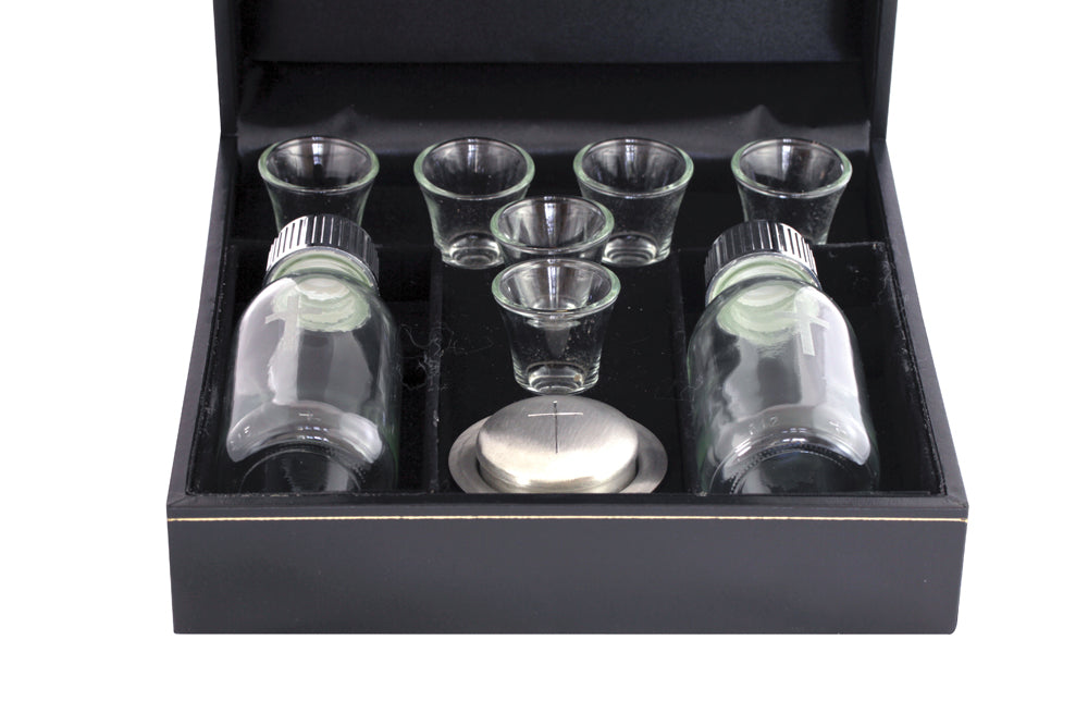 Old English 9-Piece Pewter Communion Set(Needs 6 X 8071352 Glass Cups)Old English 9-Piece Pewter Communion Set(Needs 6 X 8071352 Glass Cups)