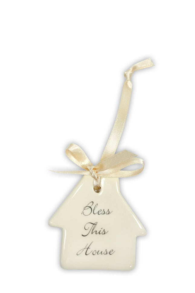Bless This House Small Ceramic  With RibbonBless This House Small Ceramic  With Ribbon