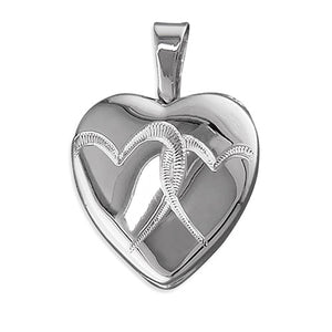 Sterling Silver Engraved Double Heart Locket With Sterling Silver Necklace  Sterling Silver Engraved Double Heart Locket With Sterling Silver Necklace  