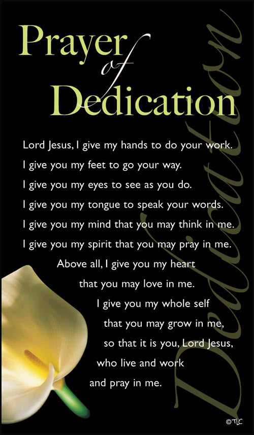 Prayer Card - Prayer Of DedicationPrayer Card - Prayer Of Dedication