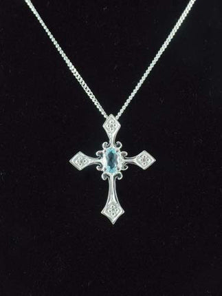 Blue Topaz Cross NecklaceBlue Topaz Cross Necklace