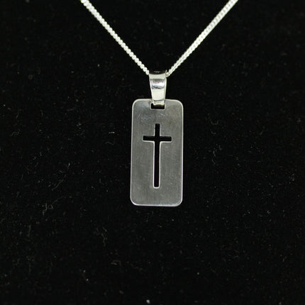 Silver Cross Tag Pendant (Mf013)Silver Cross Tag Pendant (Mf013)
