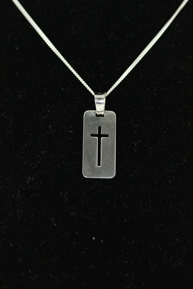 Silver Cross Tag Pendant (Mf013)Silver Cross Tag Pendant (Mf013)