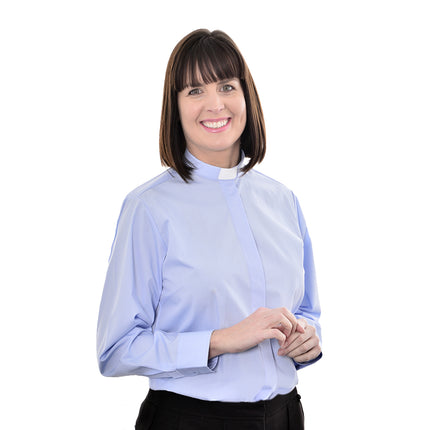 Woman's Clerical Long Sleeve Shirt - 1in Slip In Collar