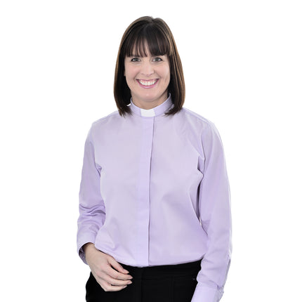 Woman's Clerical Long Sleeve Shirt - 1in Slip In Collar