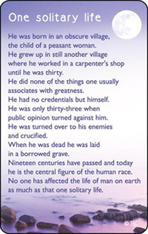 Credit Card Prayer Card - One Solitary LifeCredit Card Prayer Card - One Solitary Life