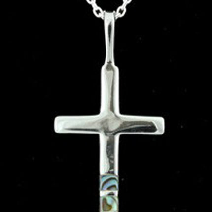 Silver Cross With Paua Shell InlaySilver Cross With Paua Shell Inlay