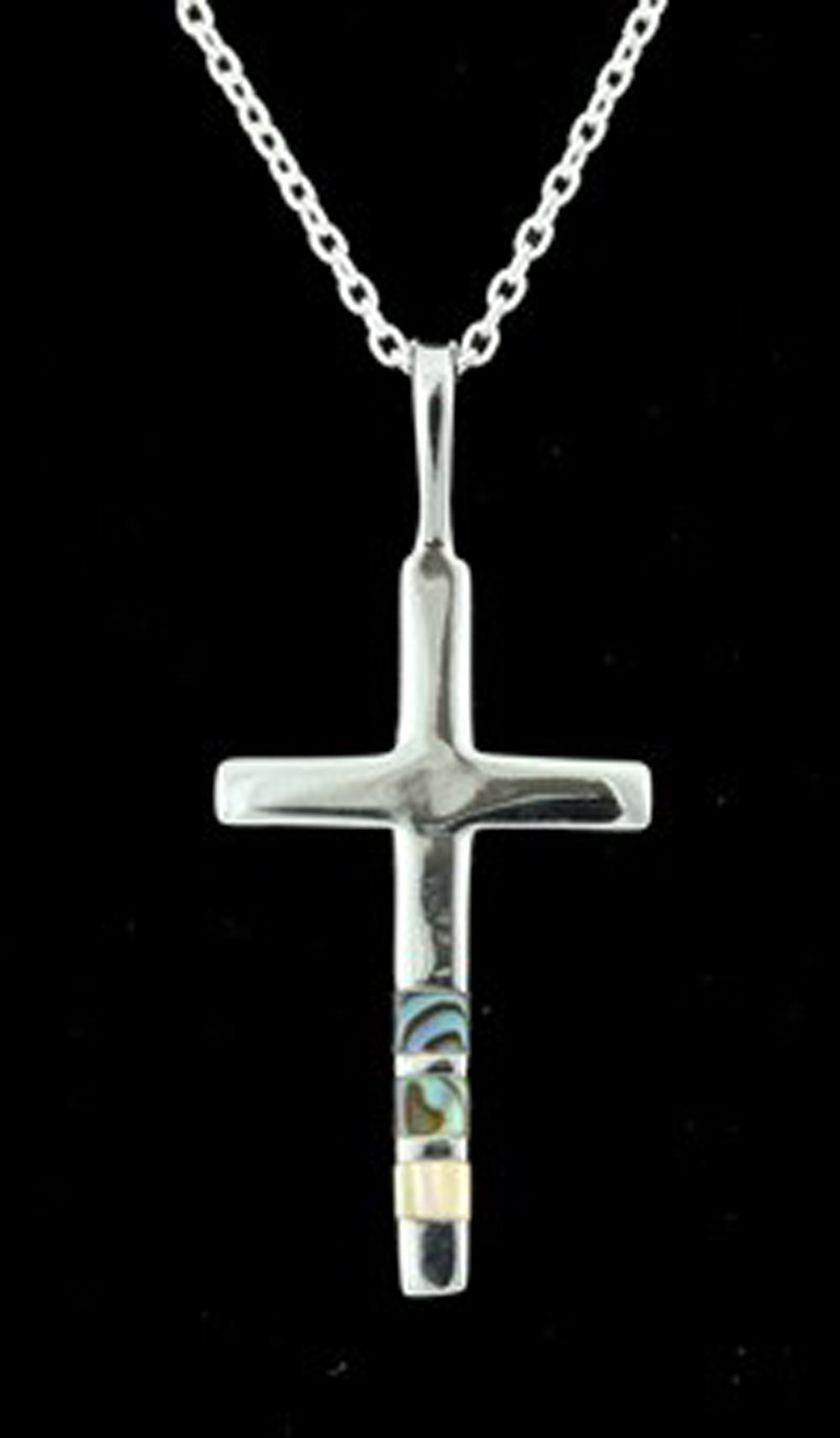 Silver Cross With Paua Shell InlaySilver Cross With Paua Shell Inlay