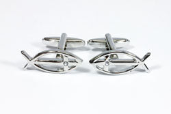 Ichthus With Crystal Cufflinks In Box (X2Aj170)  (10 X 25 Mm)Ichthus With Crystal Cufflinks In Box (X2Aj170)  (10 X 25 Mm)