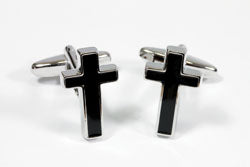 Black Christian Cross Cufflinks In Box (X2Aj151)  (20 X 12Mm)Black Christian Cross Cufflinks In Box (X2Aj151)  (20 X 12Mm)