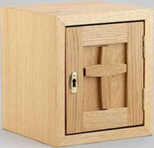 Wooden Aumbry With Engraved Cross