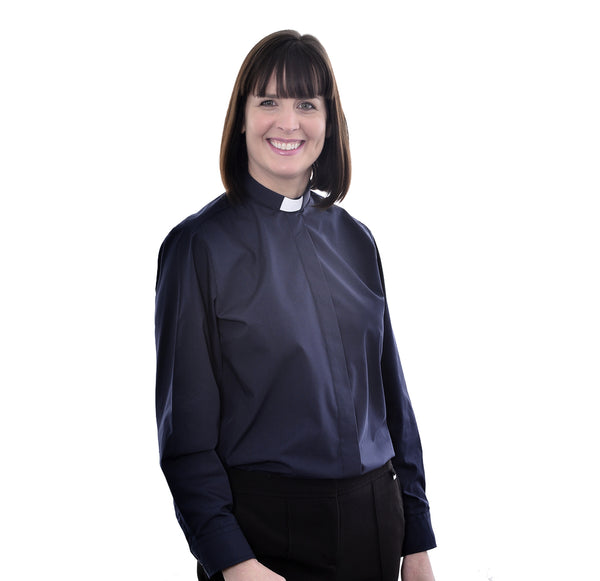 Woman's Clerical Long Sleeve Shirt - 1in Slip In Collar