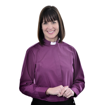 Woman's Clerical Long Sleeve Shirt - 1in Slip In Collar