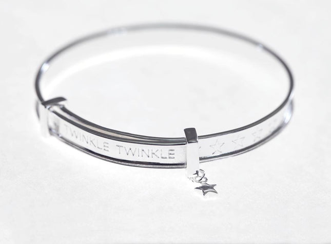 Emily Range Adjustable Christening Bangle "Twinkle Twinkle" Design (45Mm Dia)Emily Range Adjustable Christening Bangle "Twinkle Twinkle" Design (45Mm Dia)