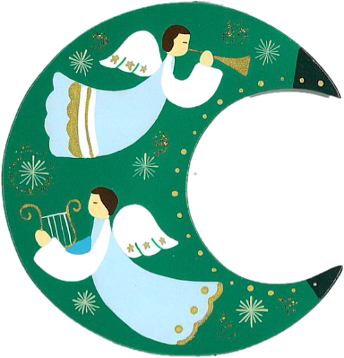 Angel Moon Christmas Decoration - Green  (663)Angel Moon Christmas Decoration - Green  (663)